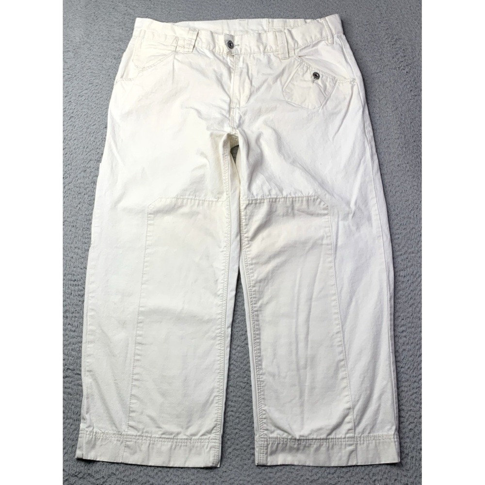 Sundance Pants Womens 12 Capri Ivory Pockets Wide Leg Double Knee Lightweight